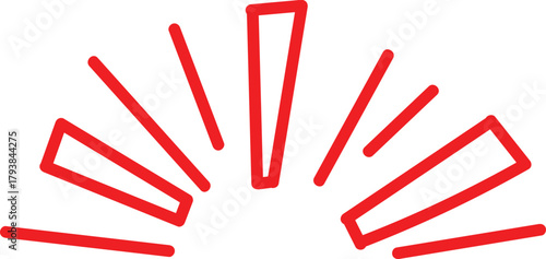 Abstract red sunburst rays emanating from center against white background simple graphic design.