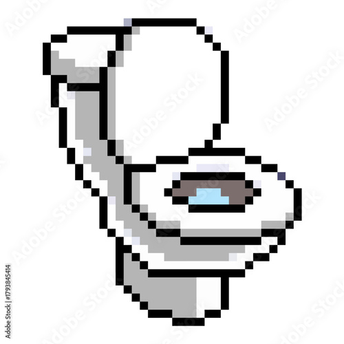Pixel Toilet Vector Ideal for gaming, bathroom, plumbing, home utility, or digital art themes requiring a simple retro 8-bit aesthetic.