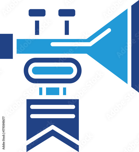 The victory bugle icon and the hanging cloth emblem are perfect for conveying themes of victory, parades, and the armed forces.