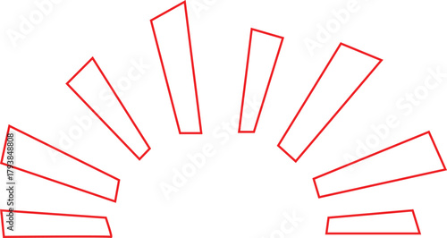 Abstract radiating lines in a semi circle against a white background representing energy or a sunrise.