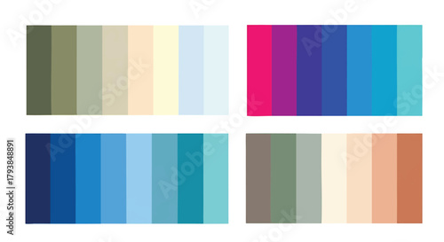 Collection of four color palettes showcasing versatile design possibilities and aesthetics