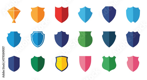 Colorful Shield Icons Set Collection Security Protection Safety Vector Illustration