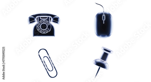 Office desk supplies in a modern and minimalist style illustration