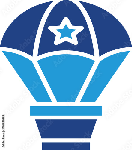 The airdrop icon with the iconic star represents military logistics, parachuting, and tactical deployment.