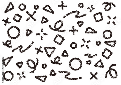 クレヨン素材　幾何学模様のポップな背景