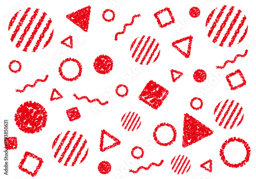 クレヨン素材　幾何学模様のポップな背景