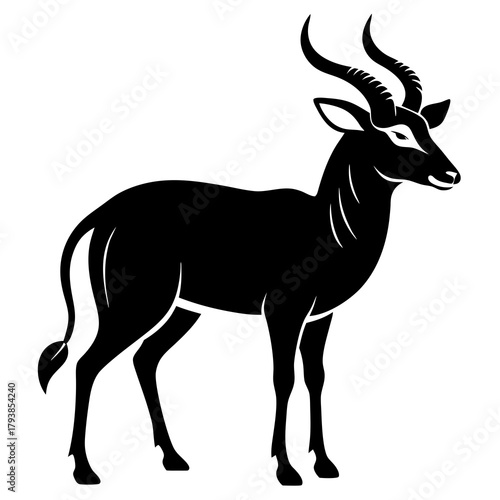 Black silhouette of an antelope with large horns