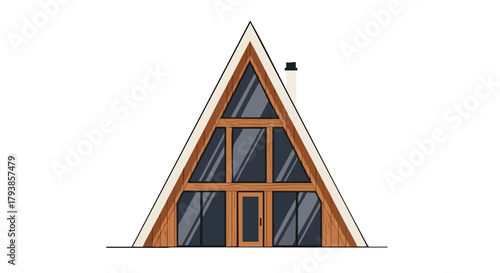 Geometric alpine cabin illustration for architects, perfect for designers or digital artists creating stylized cozy mountain homes