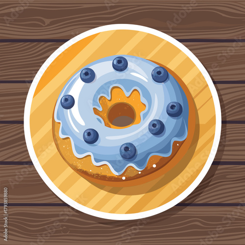 Glazed Blueberry Donut Sweet Snack Dessert Isolated background