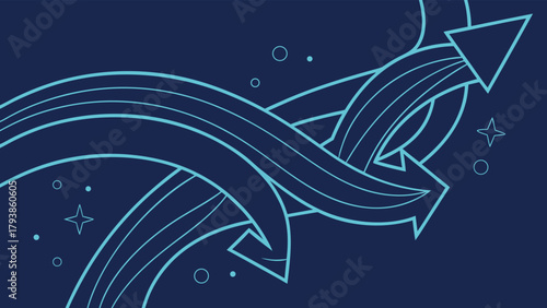 Complex Strategic Arrows Network Direction Concept with vector illustration