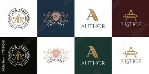 Vintage Elegant Logo Collection for Law Firm, Corporate Crest, Author Monogram, and Justice Emblem