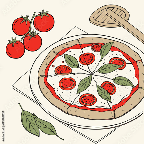 Delicious Fresh Margherita Pizza Italian Food Dinner Isolated background