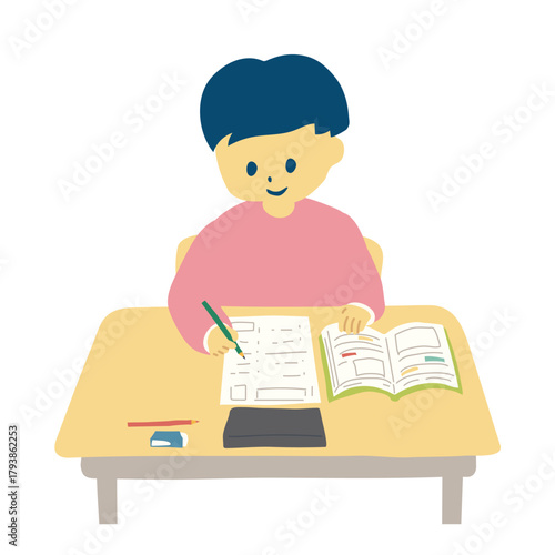 勉強をする男の子