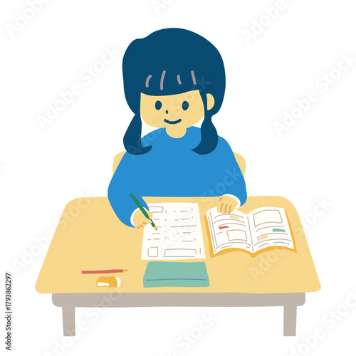 勉強をする女の子