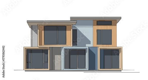 Modern House Design Sketch: A Contemporary Architectural Concept with Clean Lines and Geometric Forms