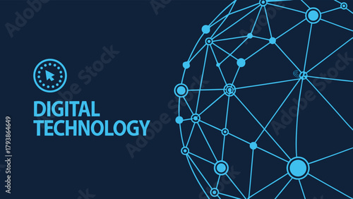 Global Digital Technology Network Connection Abstract Concept with vector illustration