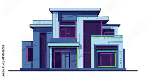 Modernist Residence: A Geometric Abstraction of Urban Living With Bold Color Accents and Clean Lines