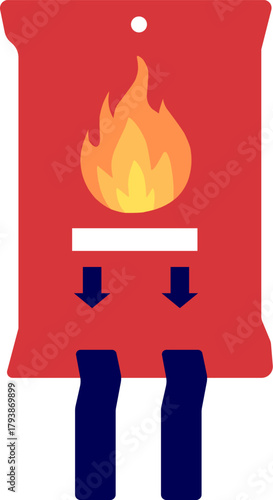illustration of a red Fire blanket. fire blanket, safety device for smothering fire flames. Fire Blanket Symbol Sign, Vector Illustration, Isolate On White Background Label. 