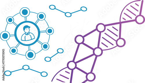 Human Genetic Data Social Network Science Concept with vector illustration