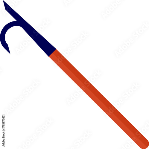 Fire hook icon. Vector of Metal fire poker. Roof Hook Icon. 