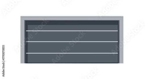 Sleek Modern Gray Garage Door with Horizontal Lines Design Element for Architectural Plans