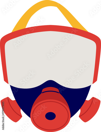 Vector of firefighter mask. Gas Mask for Safety and Security. illustration of Fire Mask. Red Firefighter Mask icon. 