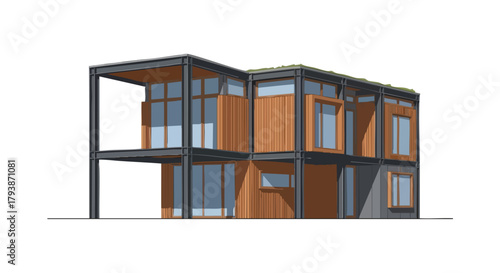 Contemporary modular architecture showcase featuring sustainable container house design with a unique open air concept for residential living and