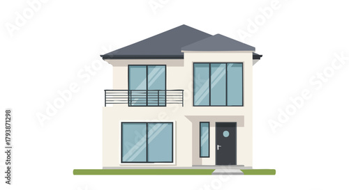 Stylized depiction of a two-story modern home emphasizing clean lines and minimalist design conveying simplicity residential appeal