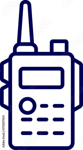 Line art Vector of Fireman Radio. walkie talkie outline. Walkie-talkie, a portable two-way radio device for communication. Icon of Police Radio Communication Device. 