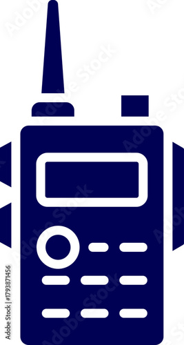 Silhouette Vector of Fireman Radio. Solid icon of walkie talkie. A portable two-way radio device for communication. Communication Device. Police Radio. 