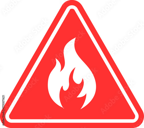 Flammable Hazard Symbol. Fire danger sign on white. Yellow warning sign with flame symbol hazard symbol flammable warning icon. 