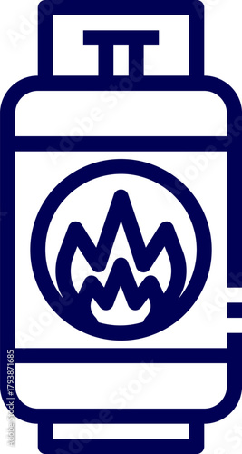 Line art vector of Gas cylinder. Gas cylinder outline. Gas cylinder icon. LPG gas cylinder. Gas propane tank icon vector. Propane gas cylinder. 