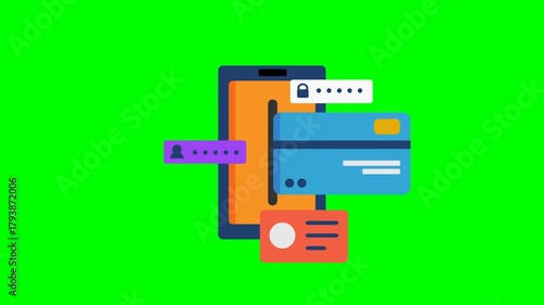 Animation 2d of mobile security and payment protection concept