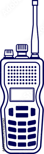 vector illustration of a Police radio. walkie talkie two way radio design. two-way radios, communication devices vector illustration. walkie talkie is ready for communication with its antenna. 