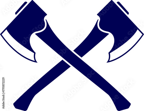 Two cross Axe silhouette vector. Two cross Fire Axe. Two crossed black axes with sharp, curved blades and long wooden handles. Crossed axes silhouette. 