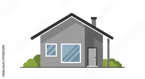 Minimalist House Illustration with Simple Landscaping and a Clean Modern Design Aesthetic showcasing architectural design