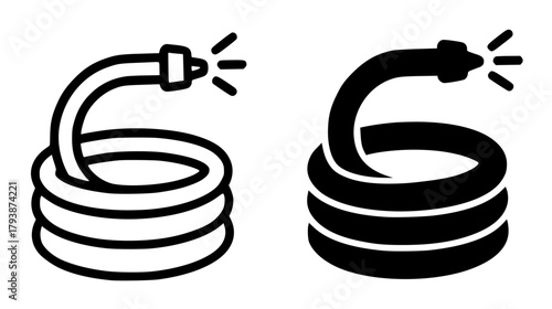 Minimalist icon, hose vector, black and white, outline and silhouette