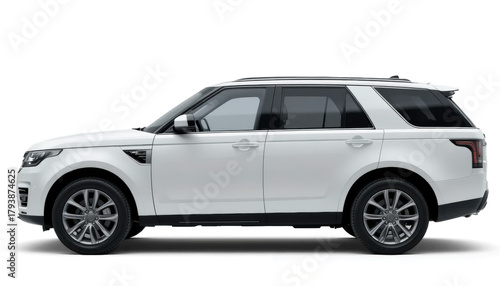 White SUV Side View Mockup — on transparent png Background