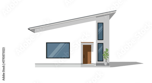 Minimalist home with sharp geometric angles, sleek lines and flat roof creates a modern architectural statement