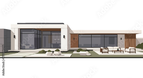 Captivating modern residence design with seamless integration of indoor and outdoor living spaces, epitomizing architectural elegance and