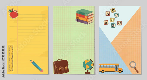 Colorful and educational back to school background illustration collection
