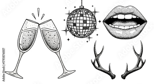 Elegant celebratory drawing with festive elements and unique artistic expressions