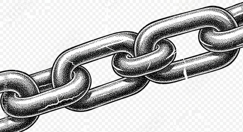 Illustration of a heavy metal chain with realistic dot shading on transparent background