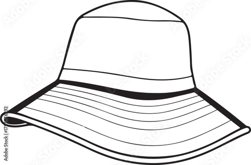 Wide Brim Summer Sun Hat Outline Icon. Beachwear, vacation, and fashion accessory graphic