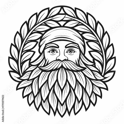 Sage of Laurel: An artistic depiction of a wise, bearded figure framed by a laurel wreath, symbolizing victory and wisdom. The image evokes a sense of timeless knowledge.