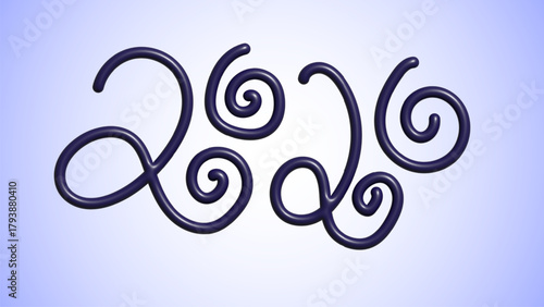 Elegant swirling monochrome lines forming artistic ornamental new year design
