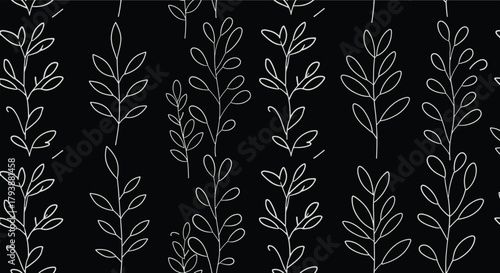 Elegant Botanical Leaf Pattern on Black Background A Sophisticated Vector Design 6