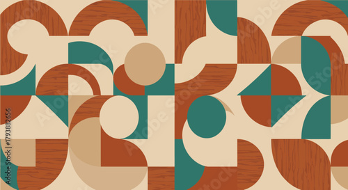 Abstract Geometric Seamless Pattern with Wood Texture