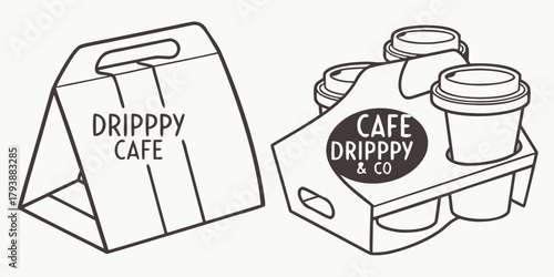 Cafe Takeaway Coffee Carrier Box Packaging Vector Illustration with vector illustration