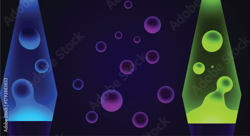 Retro Lava Lamps and Bubbles A Groovy Vector Illustration
